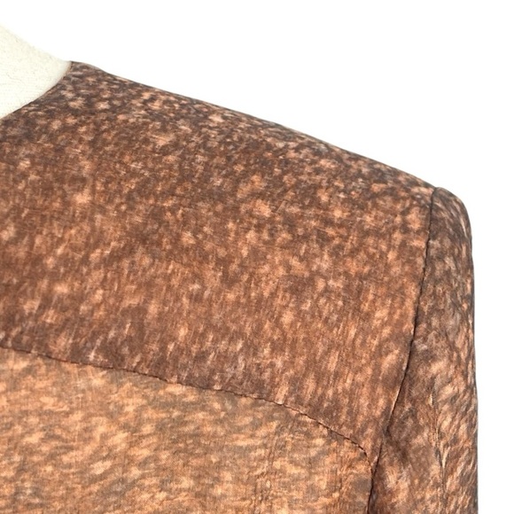 Vintage Handmade Semi Sheer Printed Silk Boat Neck Blouse W/Gold Tone Buttons M - Picture 6 of 10